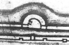 Podoba Katovej bašty na anonymnom pláne opevnenia Košíc z roku 1658. Dobre tu vidieť parkán bašty, neupravenú vodnú priekopu pred ním, priečne bránky na styku s vonkajšími hradbami a vežu s bránovým prechodom do parkánu, najskôr pozostatok vonkajšej Drábskej brány.