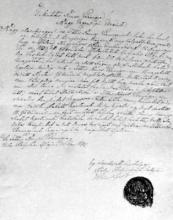 List zo dňa 26. mája 1843 adresovaný obyvateľmi Poľova župe vo veci lesov a pasienkov.