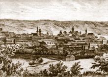 Výrez pohľadu na Košice, kresleného od severozápadu. Autorom tejto oceľorytiny je Gustav Hartig a datovaná je okolo roku 1840, teda do rovnakého obdobia, ako vznik Ottovho plánu, ba dokonca rovnako ako ten - neurčito.