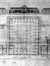 Belághovho výkresu z roku 1821, na ktorom je vidieť pôdorys kúpeľnej budovy a pohľad na vstupné severovýchodné krídlo s ubytovacím a hostinským domom. Obe spomínané stavby vidieť čiastočne aj v pôdoryse.